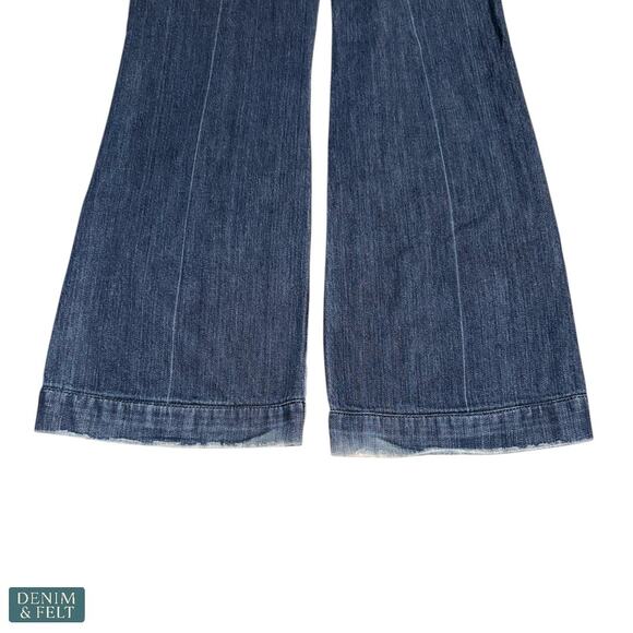 7 For All Mankind Dojo Flare Jeans Medium Wash Wide Leg Iconic Modern Denim Fit - Picture 13 of 14